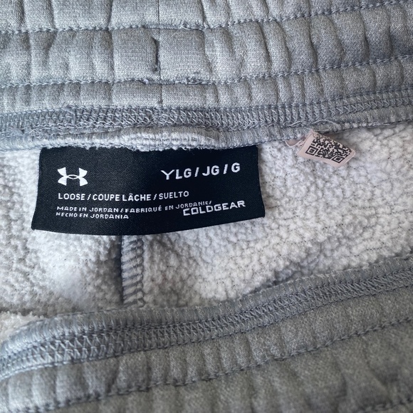 Youth Large Under Armour Coldgear Pants Grey Bottoms Sweatpants - Picture 5 of 5